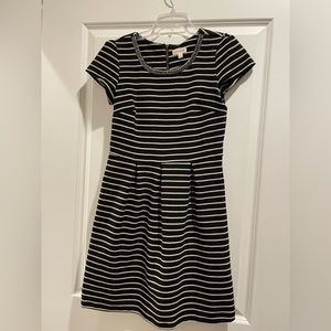Madison Jules stipe dress with beaded neckline